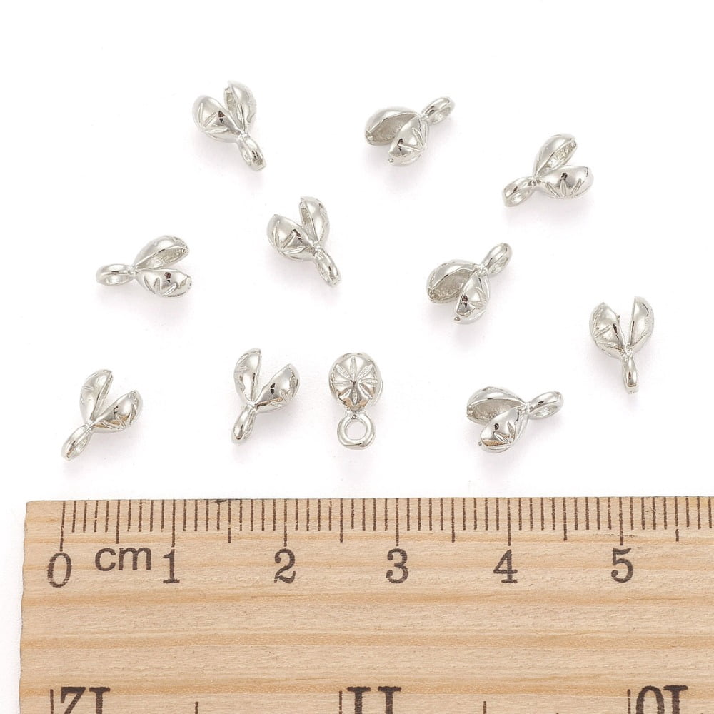 Brass Bead Tips Calotte Ends Clamshell Knot Cover Platinum 8.5x4x4.5mm Hole: 1mm