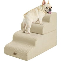 Dog Stairs Ramp for Bed, 4-Step Dog Steps for High Bed Couch Sofa Climbing, 35D Foam Pet Steps for Small Dogs and Cats, Non-Slip Bottom Pet Stairs, Beige