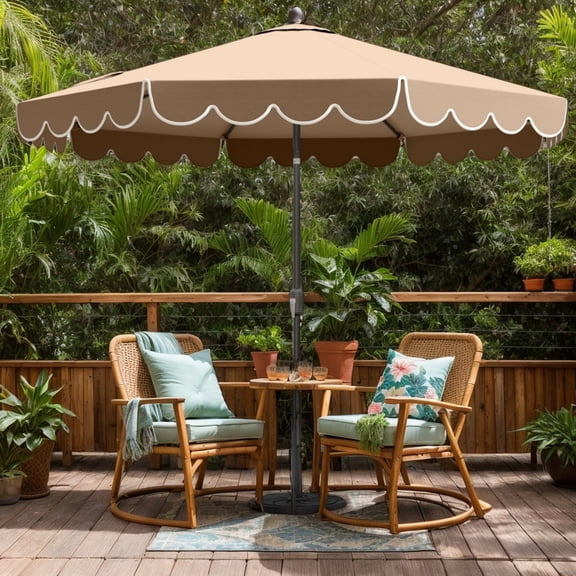 Spaco 10 Feet Patio Umbrella Outdoor Market Umbrella with Crank Tilt Adjustment, Outdoor Shade, Brown