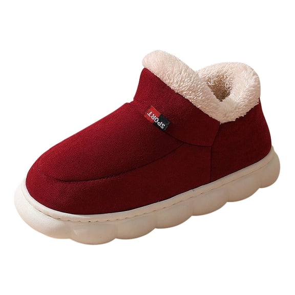 Xfvqtps Mens Plush Shoes Simplicity Solid Color Thick Bottom Memory Foam Plush Fleece Line Non Slip Warm Winter Snow Boots Wrapped Heels Plush Interior Insulation Cotton Shoes