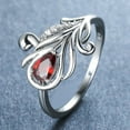 thumbnail image 4 of Peacock Tail Ring Inlaid Teardrop Cut Rainbow Zircon Elegant Promise Finger Ring, 4 of 5