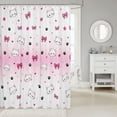 thumbnail image 2 of Manfei Sweet Bow Cat Shower Curtain 72Wx72L, Love Heart Paw Bathroom Curtain, Pink White, 2 of 5