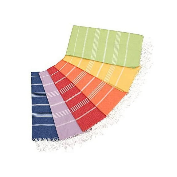 PadishahHome Turkish Beach Towel Oversized 39x71 Set of 6 | 100% Cotton Turkish Bath Towels Sand Free Quick Dry Towel Extra Large Pool Towels Lightweight Travel Towel for Adults