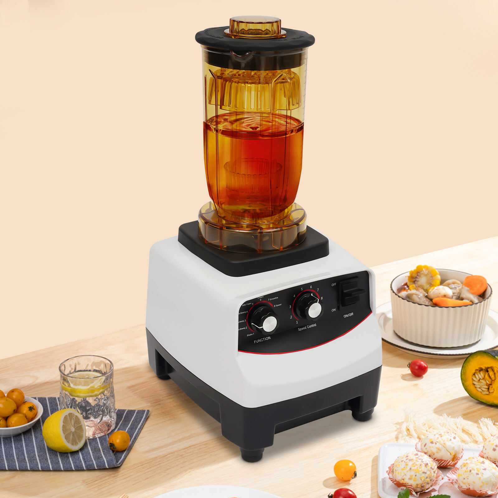 Tea Brewing Machine,Bubble Tea Machine 1200ml Multifuction Food Blender w/ 4Cups