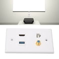 thumbnail image 4 of 4 Port Wall Plate HD Multimedia Interface F Type USB3.0 Cat6 Home Wiring Faceplate for HDTV Projector Computer, 4 of 7