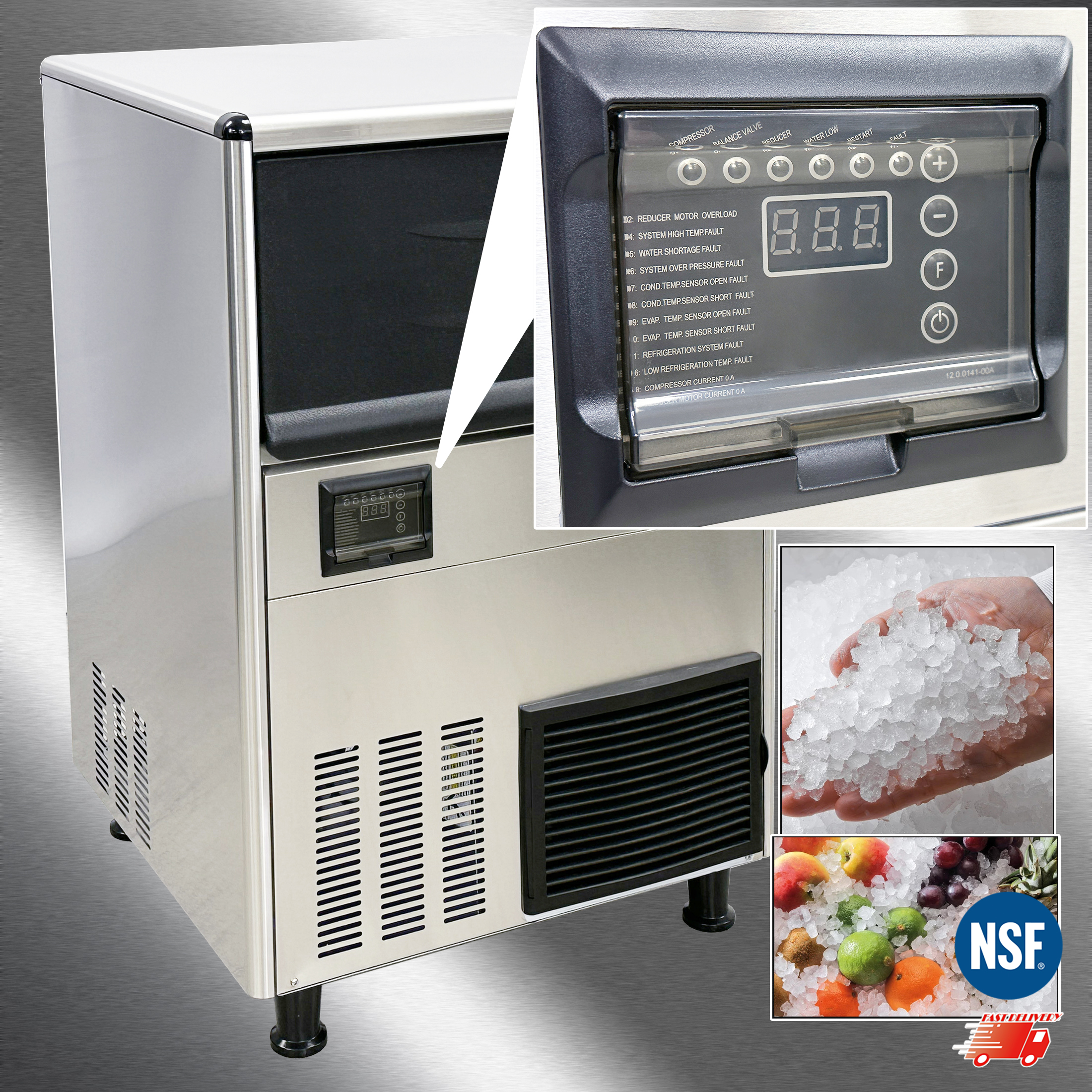 Cooler Depot NSF 260 lb Commercial Nugget Ice Maker with 110 lb Storage Bin, Model SK-269N