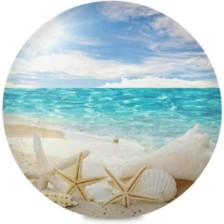

Hyjoy Summer Beach Round Placemats for Dining Table Non-Slip Heat-Resistant Polyester Table Mats Set of 1 Washable Table Mats for Kitchen Dining Table Decoration (902)