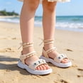 thumbnail image 5 of SGMVNU Toddler Little Girls Sandals Open Toe Soft Sole Flat Sandal Casual Lightweight Summer Beach Sandal Dress Shoes, Size 6-7 Years, White, 5 of 8