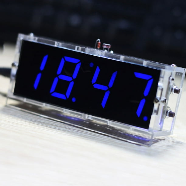 Kit de bricolaje tempor Irfora Compacto 4 dígitos bricolaje Digital LED luz Kit Control temperatura fecha tiempo reloj con estuche transparente Irfora Kit de bricolaje tempor