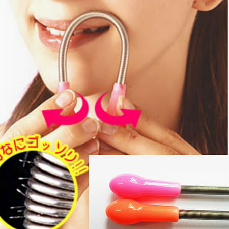 Facial Beauty Tool - Facial Hair Spring Remover Threader Epilator Cleaner Stick, Pink