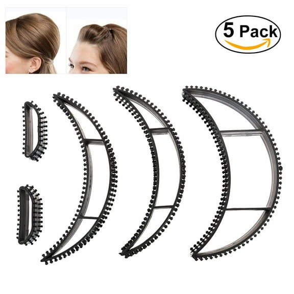 Big Bumpits Happie Hair Volumizing Inserts Bun Maker Hair Pump Beauty Set Tool Gift (Black) - 5 Pieces