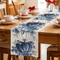 thumbnail image 5 of Fall Blue Pumpkins Table Runner 72 Inches Long Farmhouse Dress Scarves, Thanksgiving Autumn Leaf on Linen Dining Tablerunner for Coffee Table/Kitchen Island/Party Décor, 13" x 72", 5 of 8