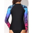 thumbnail image 6 of Charmo Women's Rash Guard UPF50+ SPF UV Protection Long Sleeve Swimsuit Tops Zip Front Swim Shirts Yoga Hiking Shirt Tops, 6 of 7