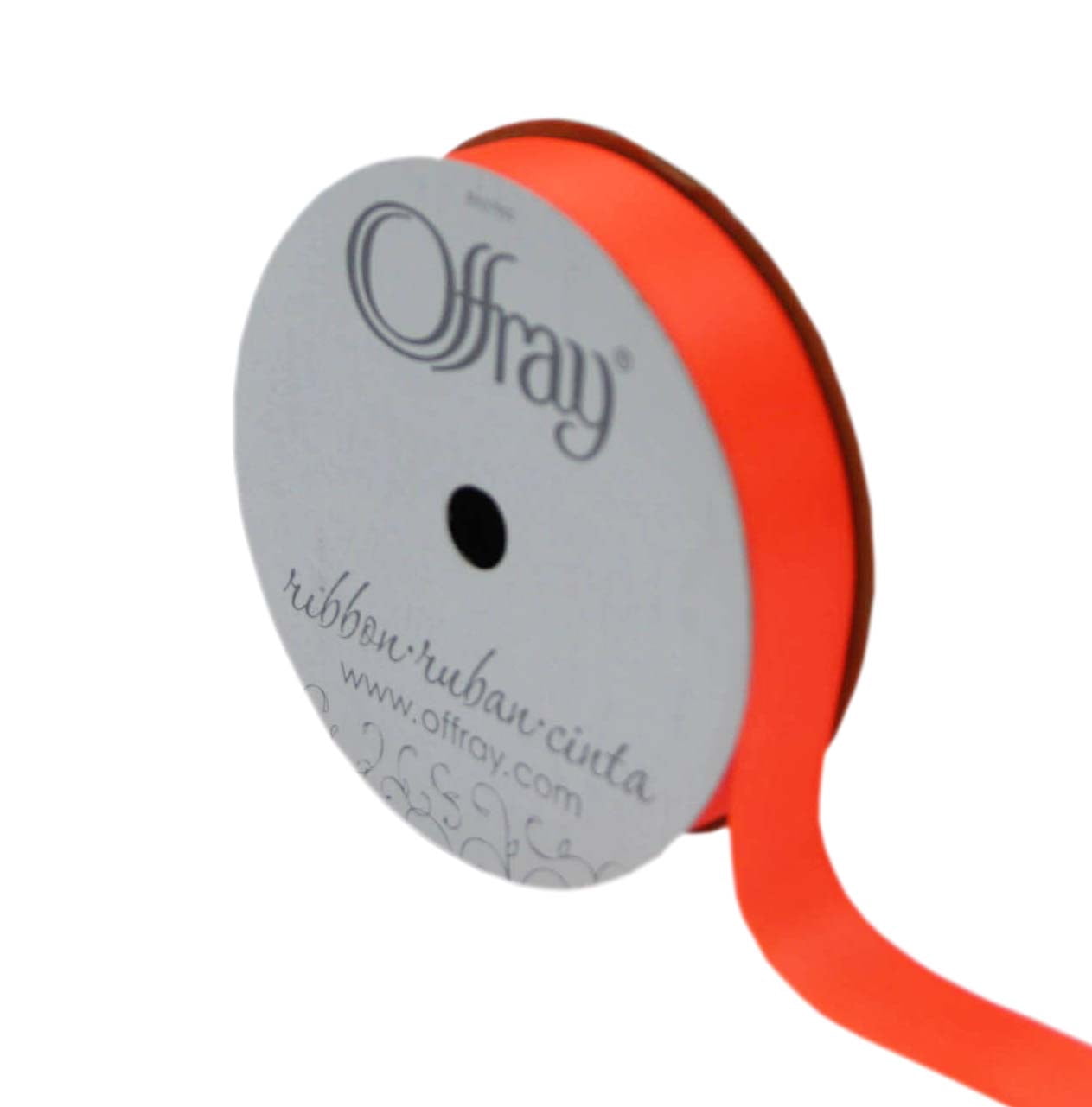 (4 pack) Offray Ribbon, Neon Orange 5/8 inch Single Face Satin Polyester Ribbon, 18 feet