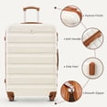 thumbnail image 3 of 5 Pcs Travel Luggage Sets, 20 24 28 inch Carry-on and Checked Suitcase with Expandable Duffle Bags, White Tan, 3 of 16