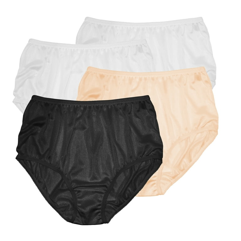 Women's Teri 331 Full Cut Nylon Brief Panty - 4 Pack (Basic Women's Teri 331 Full Cut Nylon Brief Panty - 4 Pack (Basic