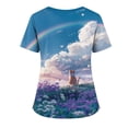 thumbnail image 4 of LHVUOA Scrubs Tops for Women Cute Kitty and Clouds Print Short Sleeve Nurse Working Uniforms Cartoon Pattern Tops with Pockets, 4 of 4