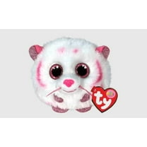 TY Puffies Beanie Balls Plush Tabor the Pink and White Tiger Collectible Stuffed Toy 4 Inch