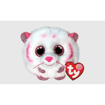 TY Puffies Beanie Balls Plush Tabor the Pink and White Tiger Collectible Stuffed Toy 4 Inch