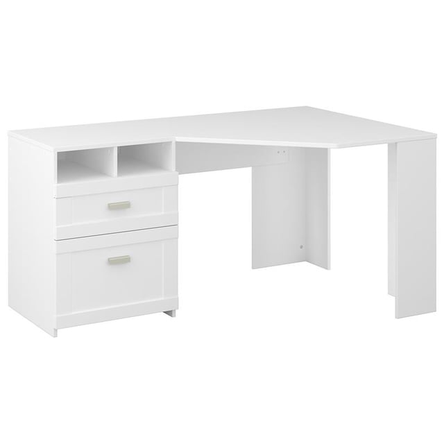 Wheaton Bureau d'Angle Réversible avec Rangement en Blanc Pur - Bois Manufacturé