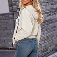 thumbnail image 6 of Zynoxe Plus Size Rain Jacket Women Trendy Waterproof Zip Up Adjustable Cuffs Raincoat with Drawstring Hood Outdoor Travel Hiking Windbreaker Beige S, 6 of 6