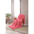 thumbnail image 4 of Pink Ribbed King Blanket 108X90 100% Polyester, 4 of 5