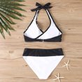 thumbnail image 4 of Abcnature Swimming Suits for Women Color Block Print Sexy Back Buckle Backless Bikinis Sets Women's Two-Piece Swimsuits, 4 of 5