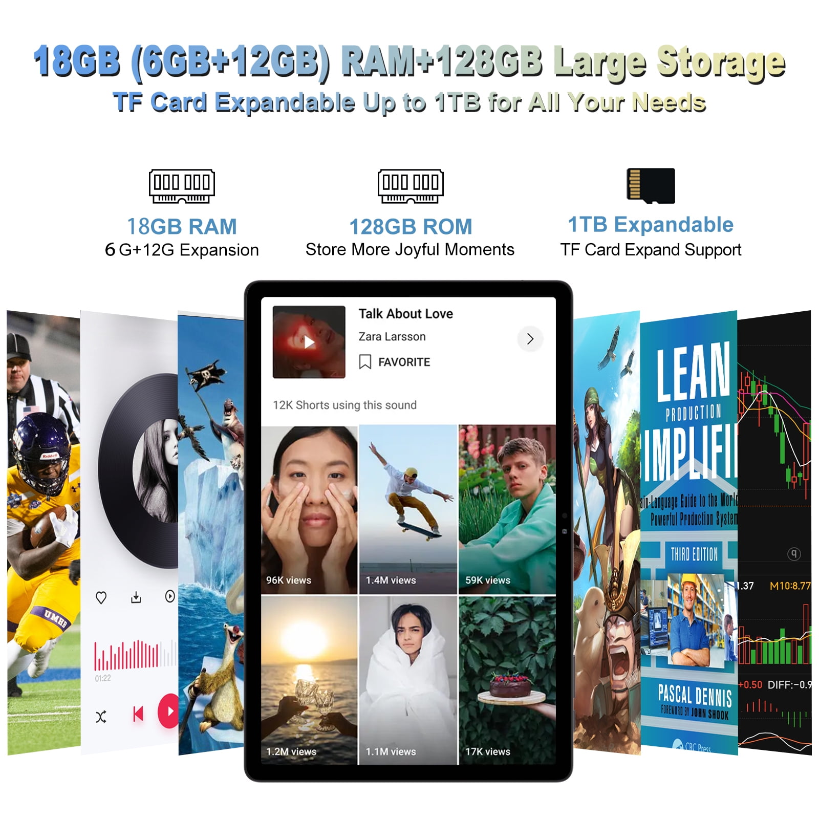 2026 Newest 11 inch Android 14 Tablet,18GB+128GB, 2K Display, T616 , 9000mAh, Quad Speakers ,Tablet with Keyboard,case, Pen