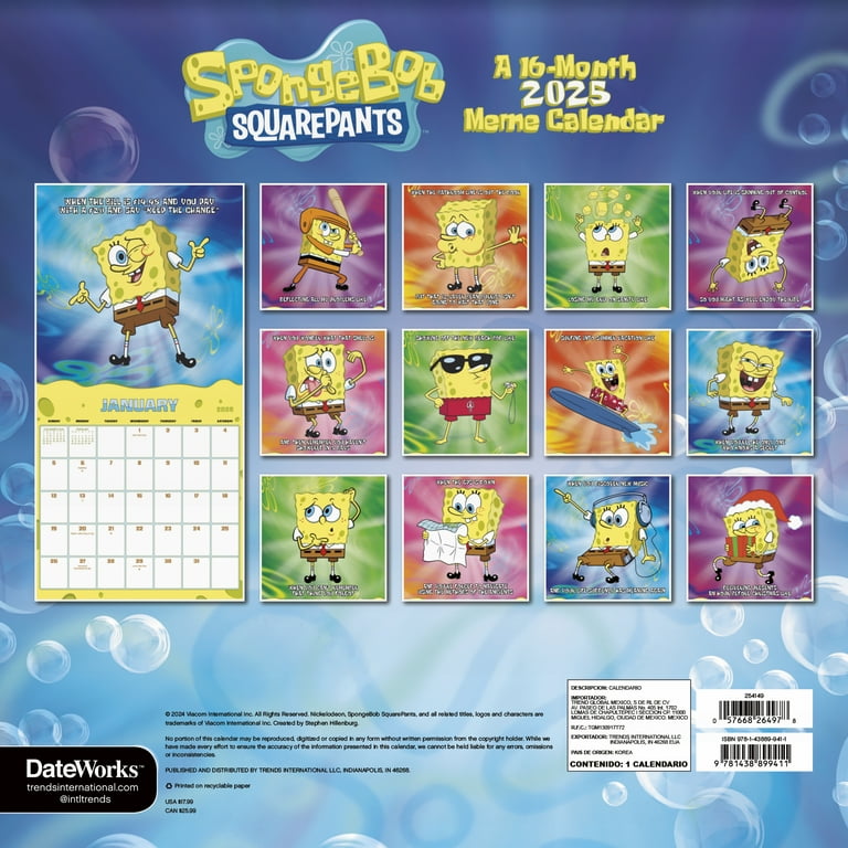 Spongebob Squarepants 2025 Calendar