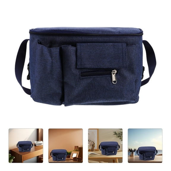 KONTONTY Dark Blue Nylon Motorcycle Storage Bag Hanging Behind Seat Waterproof Organizer