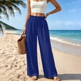thumbnail image 2 of Liuinsasek Womens Wide Leg Pants Solid-Color High-Waisted Casual Drawstring Pants Elastic Waistband with Ruffle Trim Lightweight and Comfortable, 2 of 6