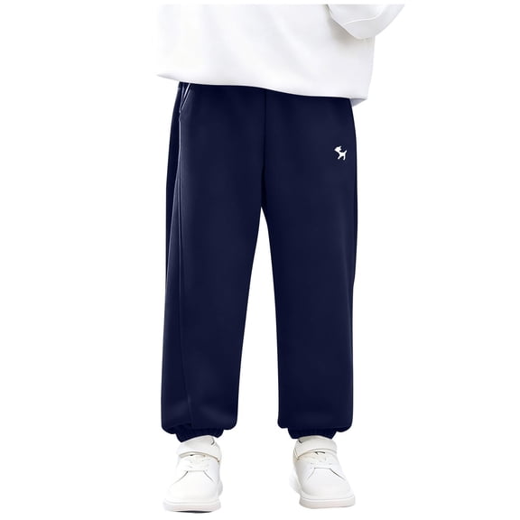 WRKEKC Boys Sweatpants Fall Winter Big Kids Small Print Boys Thermal Cold Weather Pants Cuffed Outerwear Long Pants for Children 4-15 Years Warmth