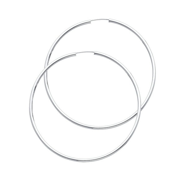 14k White Gold Hoop Round Earrings Jewelry Female Unisex