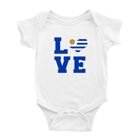 

Love Uruguay Flag Heart Cute Baby Rompers Bodysuit (White 18-24 Months)