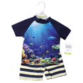 thumbnail image 3 of Hudson Baby Unisex Swim Rashguard Set, Boy Coral Reef, 6-9 Months, 3 of 3