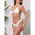 thumbnail image 2 of DARING DIVA Women's Waffle Knit Textured Halter Bikini Set Small White, 2 of 6