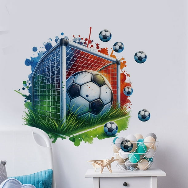 Adhesivos de pared con portería de fútbol 3D, PVC, extraíble, 40 x 40 cm