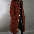 thumbnail image 1 of cllios Women Hooded Open Front Cardigan Cable Knit Sweaters Solid Color Button Down Chunky Long Sweater Coats with Pocket, 1 of 6