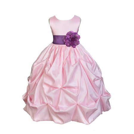 Ekidsbridal Taffeta Bubble Pick-up Baby Pink Flower Girl Dress Weddings Summer Easter Special Occasions Pageant Toddler Birthday Party Holiday Bridal Baptism Junior Bridesmaid First Communion 301S