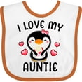 thumbnail image 3 of Inktastic I Love My Auntie with Cute Penguin and Hearts Girls Baby Bib, 3 of 4