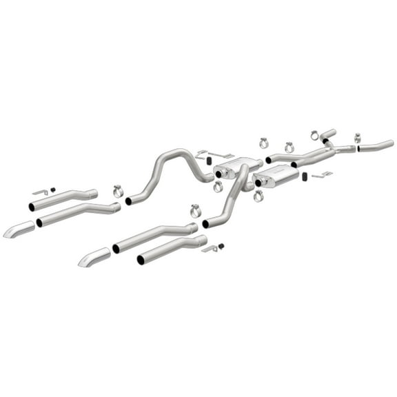 Magnaflow Performance Exhaust 19303 Street Series Performance Crossmember-Back Exhaust System; 2.5 in. Tubing; Incl. Mufflers/X-Pipe/Exhaust Pipes/Hardware; 2.625 in. Tips; Dual Outlet Rear;