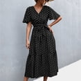 thumbnail image 1 of Vestido largo de verano para mujer, vestido cruzado informal con cuello en V para mujer, vestido cruzado con cuello en V, vestido largo con cuello en V de alta capacidad, 1 of 6