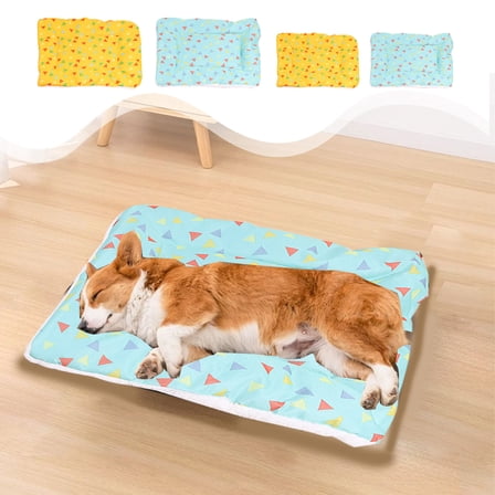 Nsxcdh Double Sided Pet Mat,Dog Cat Sleeping Blanket,Warm Quilt,Winter,Soft Cotton,Machine Washable,Yellow Blue