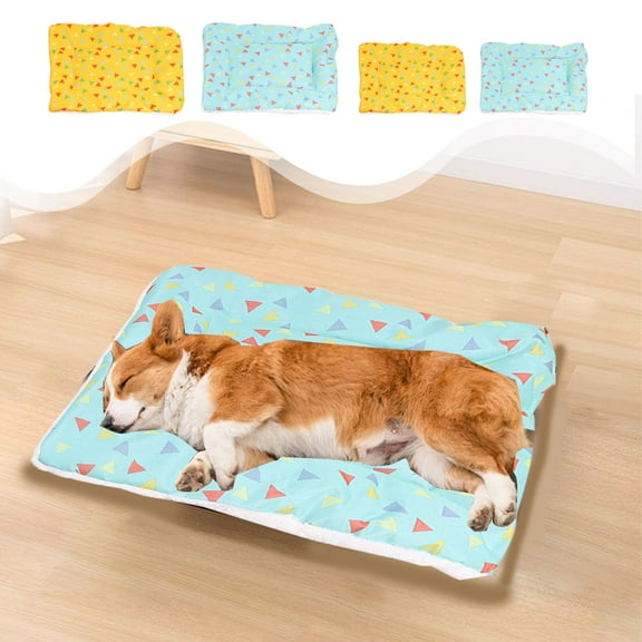 Nsxcdh Double Sided Pet Mat,Dog Cat Sleeping Blanket,Warm Quilt,Winter,Soft Cotton,Machine Washable,Yellow Blue