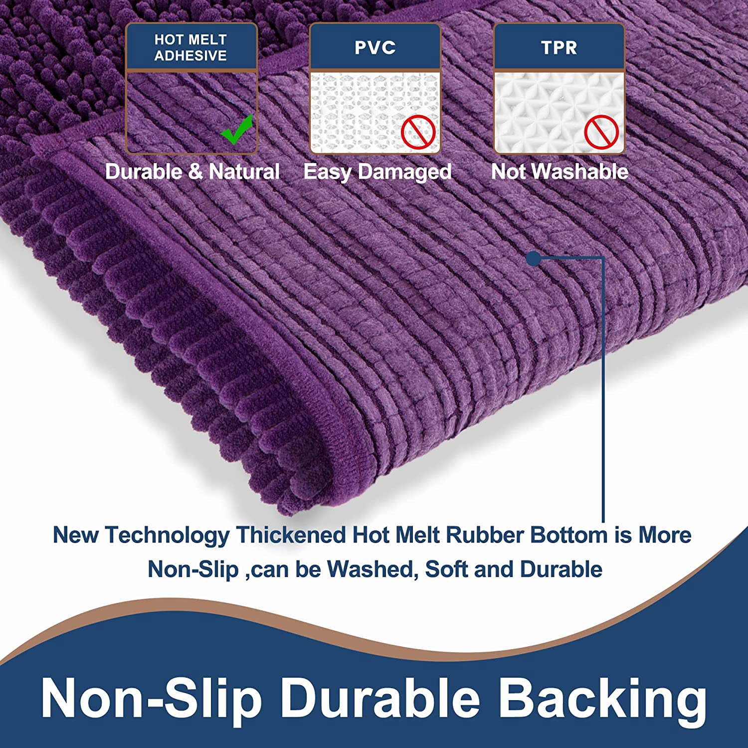Soft Plush Microfiber Bathroom Rugs, Absorbent Bath Rugs Non Skid Machine Wash Dry Bath Mats for Tub,Shower and Bath Room Floor Mats (20x32inches, Plum)