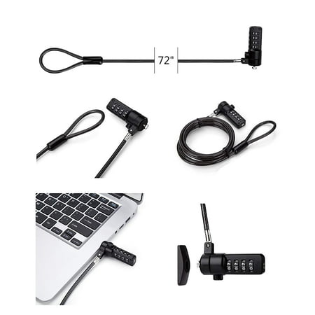AboveTEK - Phone, Tablet and Laptop Security Combination Lock Kit - Black