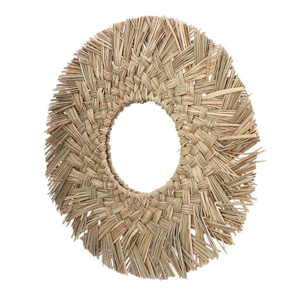 Espejo Colgante Trenzado De Paja Para Decoración, Espejo De Tocador Redondo Tejido A Mano De Estilo Retro Nórdico, Decoración