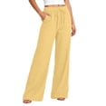 thumbnail image 3 of Linen Pants Women Casual Loose Drawstring Solid Color Wide Leg Cotton Linen Long Pants For A Relaxed Boho Everyday Look Women's Pants, 3 of 9