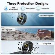 New Smart Watch Fits for Android and IPhone, 1.85 inch Fitness Tracker, Men Womens Smartwatch with Answer/Make Calls/Message Reminder/112+ Sports Modes, IP68 Waterproof, for Gift Black