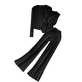 thumbnail image 6 of THDHVS Sets for Women,Womens Sets 2 Piece Outfits,Women's 2 Piece Sets Ribbed Knit Sets Casual Long Sleeve Top and Wide Leg Pants Fall Ribbed Lounge Outfit Black Free Size, 6 of 6
